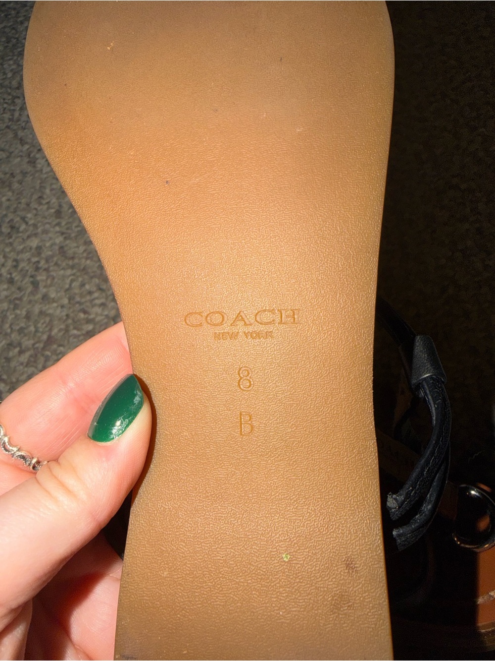 Coach Black Strap Brown Footbed Women's Sandals - Picture 6 of 8